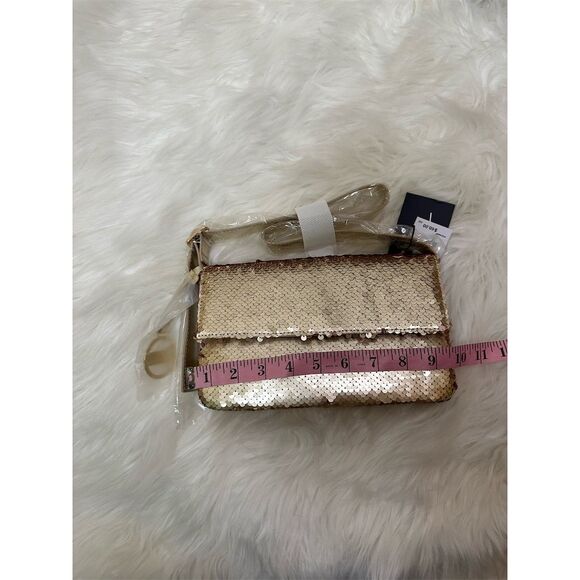 Nicole Miller Gold Sequin Shoulder Bag Small Party Cocktail Glamour NWT - Picture 17 of 17